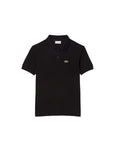 Polo nera con patch logo Lacoste