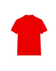 Polo rossa con patch logo Lacoste