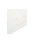Lenzuolo bianco con dettagli rosa e logo Nanan cucito frontale