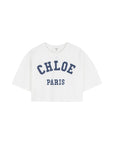 T-shirt cropped bianca con patch logo Chloè