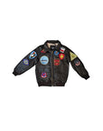 Giubbino in pelle marrone con patch Top Gun