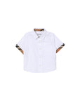 Camicia bianca mezza manica con richiami check Burberry