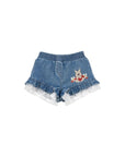 Pantaloncino di jeans blu con dettaglio Winnie the Pooh cucito Disney x Monnalisa