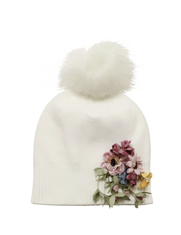 Monnalisa Bambina Accessori Cappelli e copricapo Berretti Berretto misto lana con fiori 