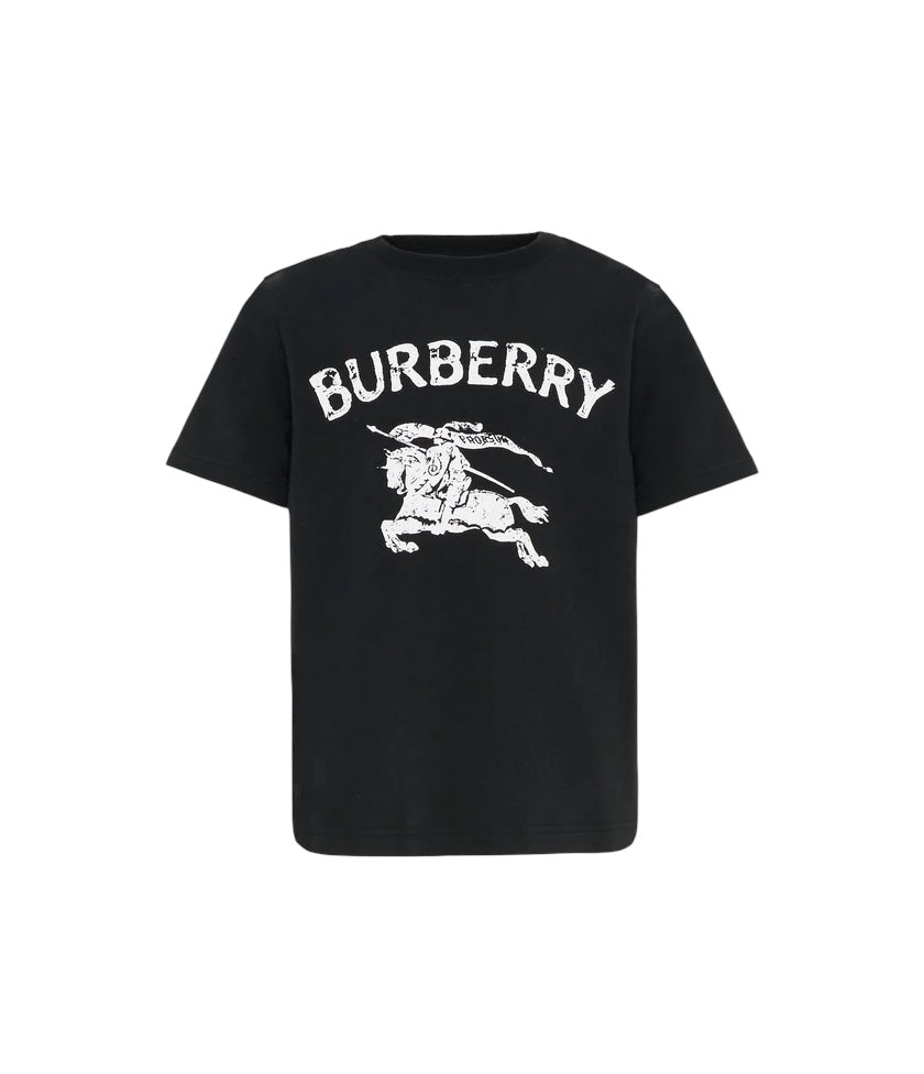 T-shirt nera con dettaglio logo Burberry stampato