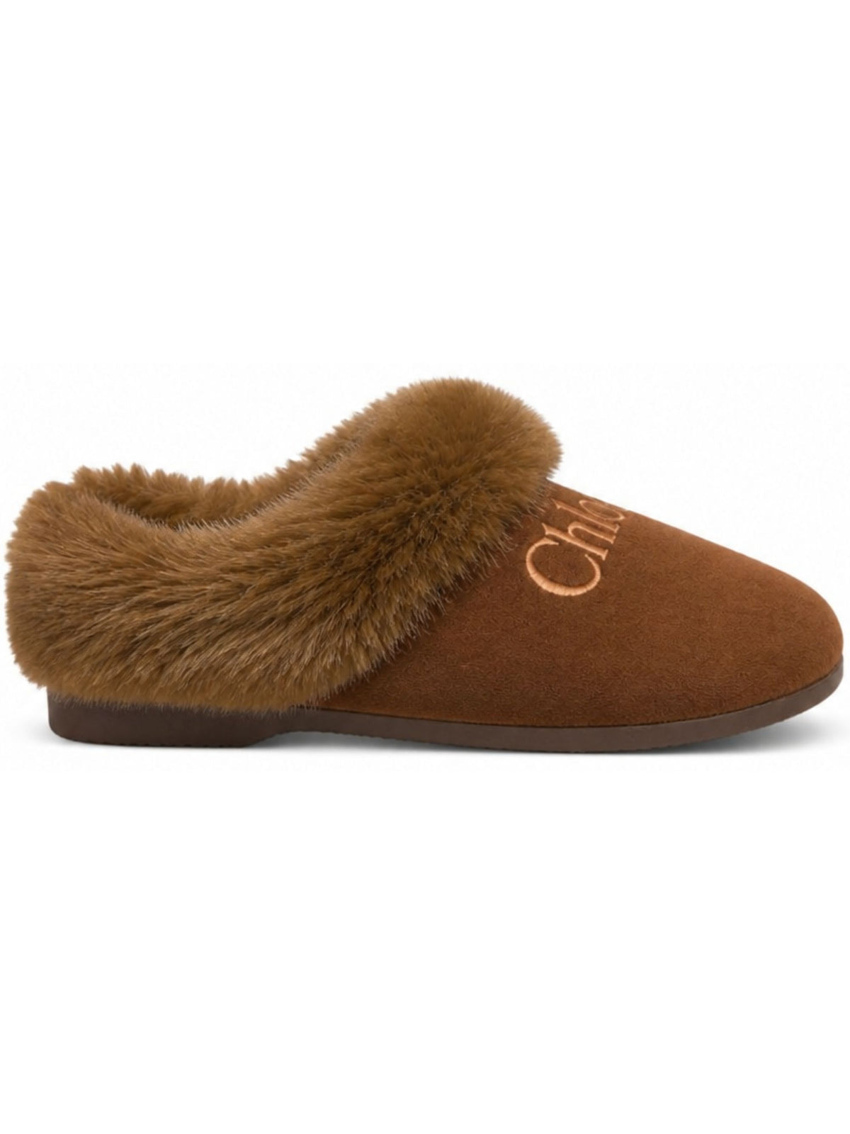 Sandalo marrone con logo Chloé cucito frontale