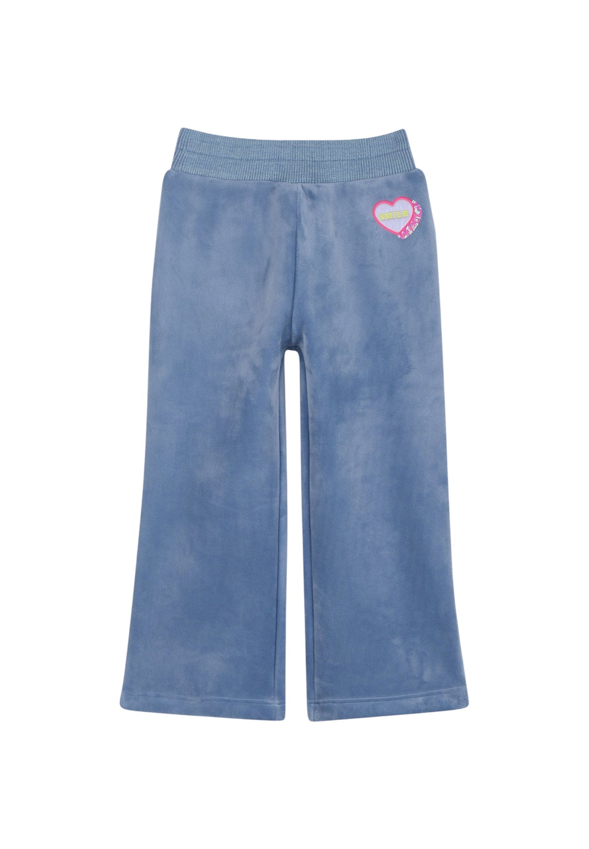 Pantalone in ciniglia azzurro con dettaglio logo Billieblush