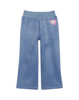 Pantalone in ciniglia azzurro con dettaglio logo Billieblush