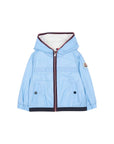 Giubbino Anton azzurro con dettagli logo Moncler