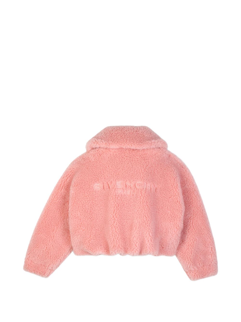 Giubbino teddy rosa con logo Givenchy cucito sul retro