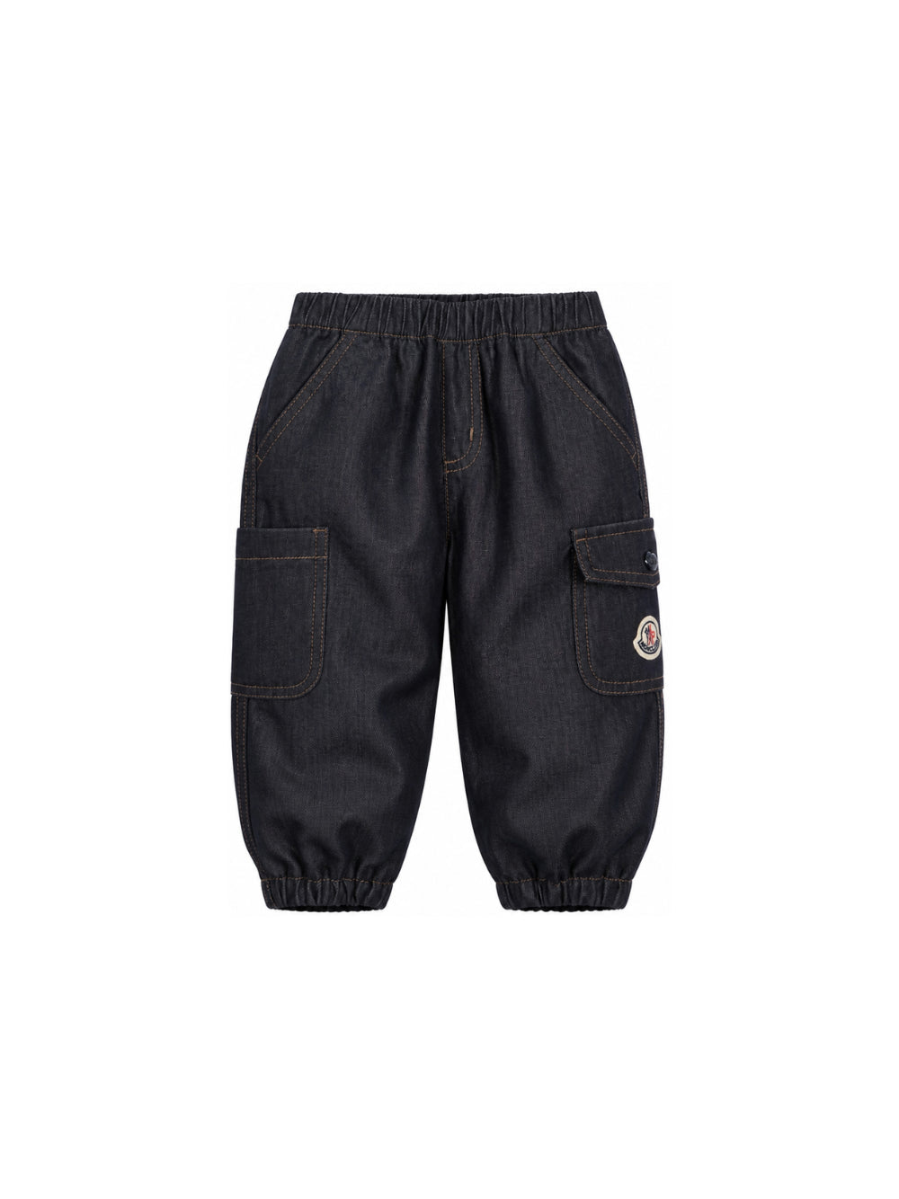 Pantalone effetto jeans con patch logo Moncler