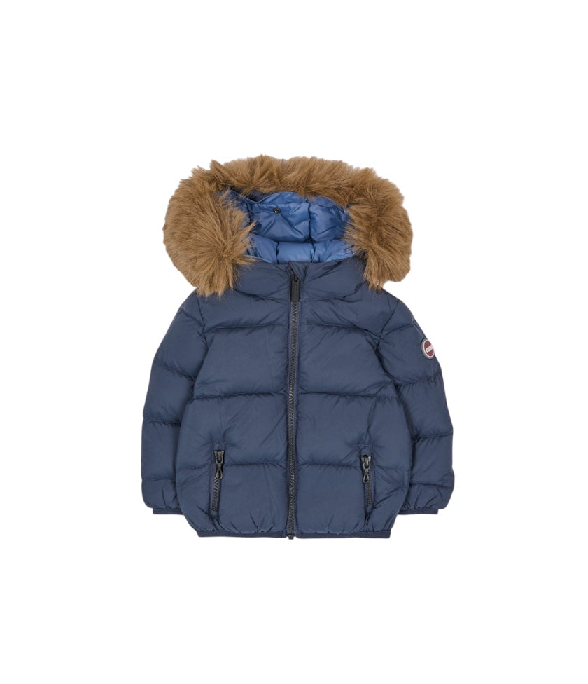 Giubbino blu baby con pelliccia e dettaglio logo Colmar