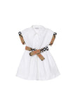 Abito bianco con dettagli check Burberry