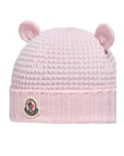 Cappello blu con orecchie e patch cucito Moncler