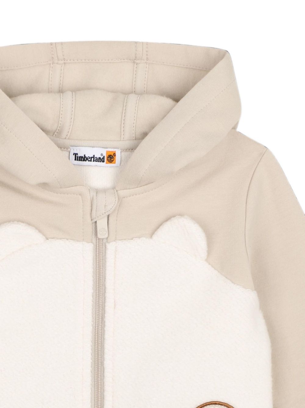 Felpa beige con dettaglio orso e logo cucito Timberland