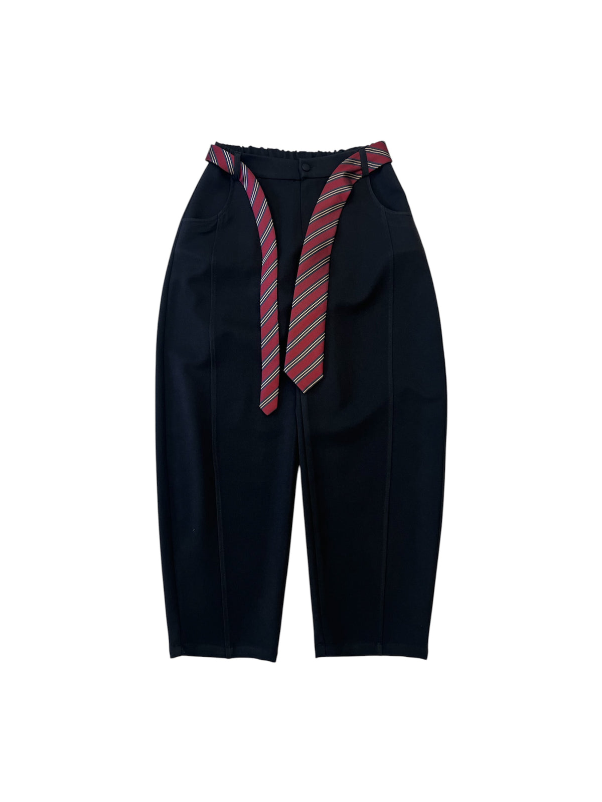 Pantalone nero con cravatta e dettagli logo Lulu