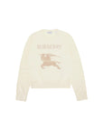 Maglione beige con logo Burberry ad intarsio e contrasto frontale