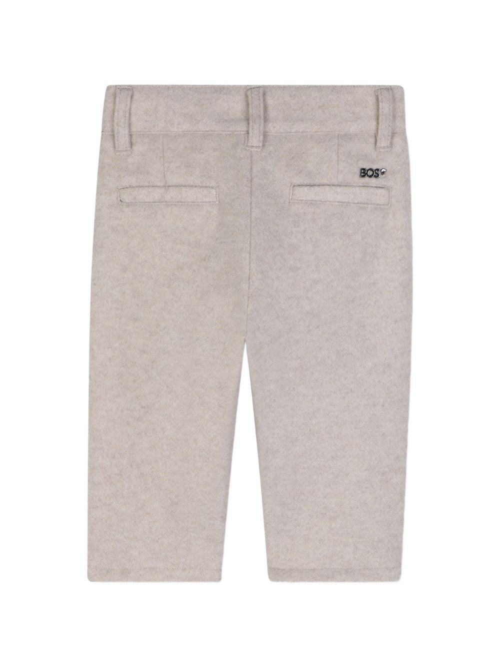 Pantalone in panno beige con dettagli logo Boss