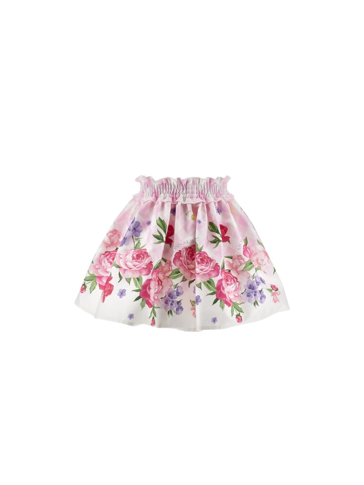 Gonna bianca con stampa fiori Monnalisa