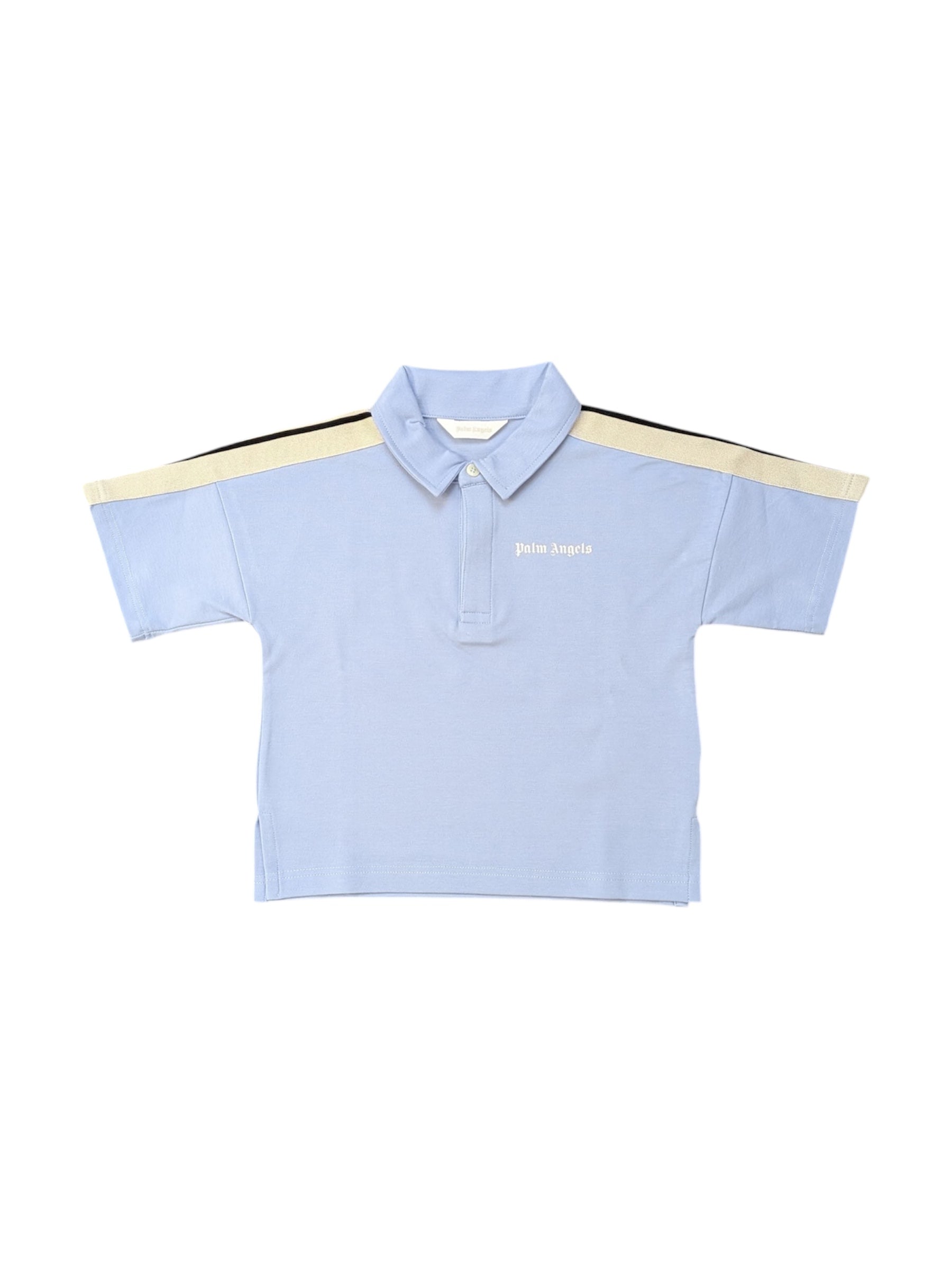 Polo azzurra con dettagli logo Palm Angels