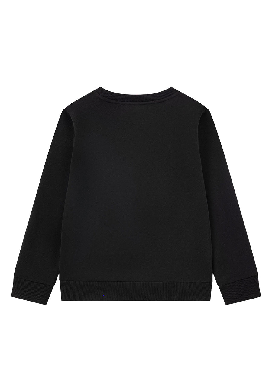 Felpa nera con patch Lacoste cucito frontale