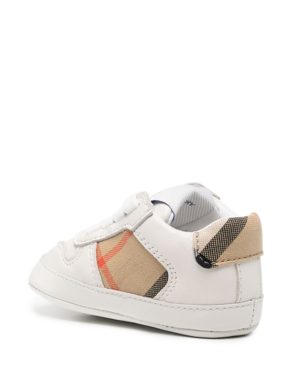 Scarpa culla bianca con dettagli check Burberry