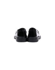 Mocassino in pelle nero con stampa logo Fendi a contrasto