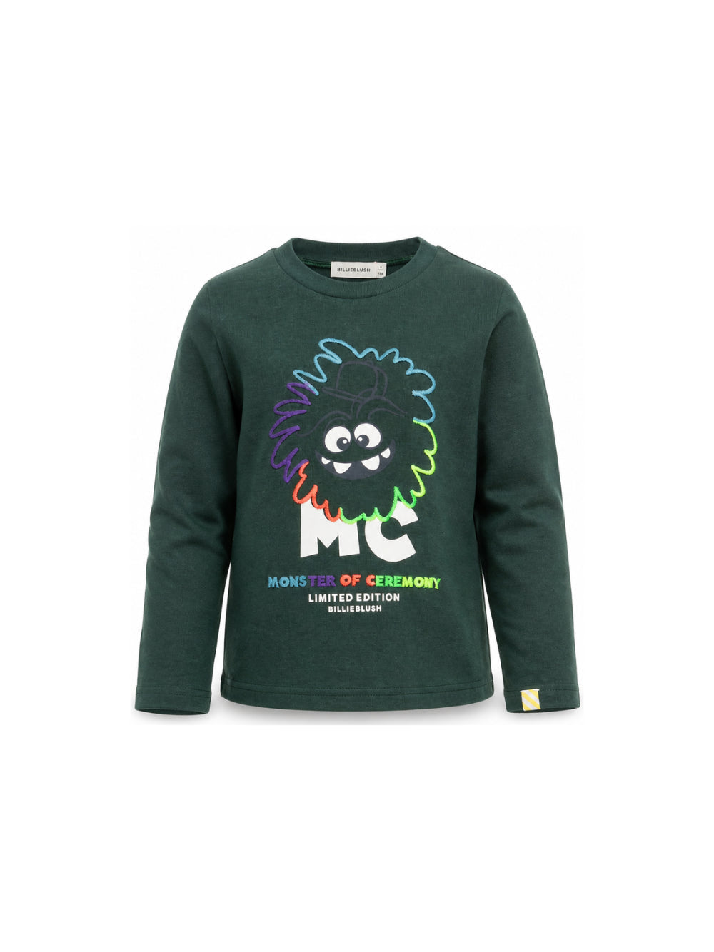 T-shirt verde manica lunga con dettagli logo Billieblush frontali