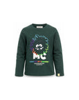 T-shirt verde manica lunga con dettagli logo Billieblush frontali