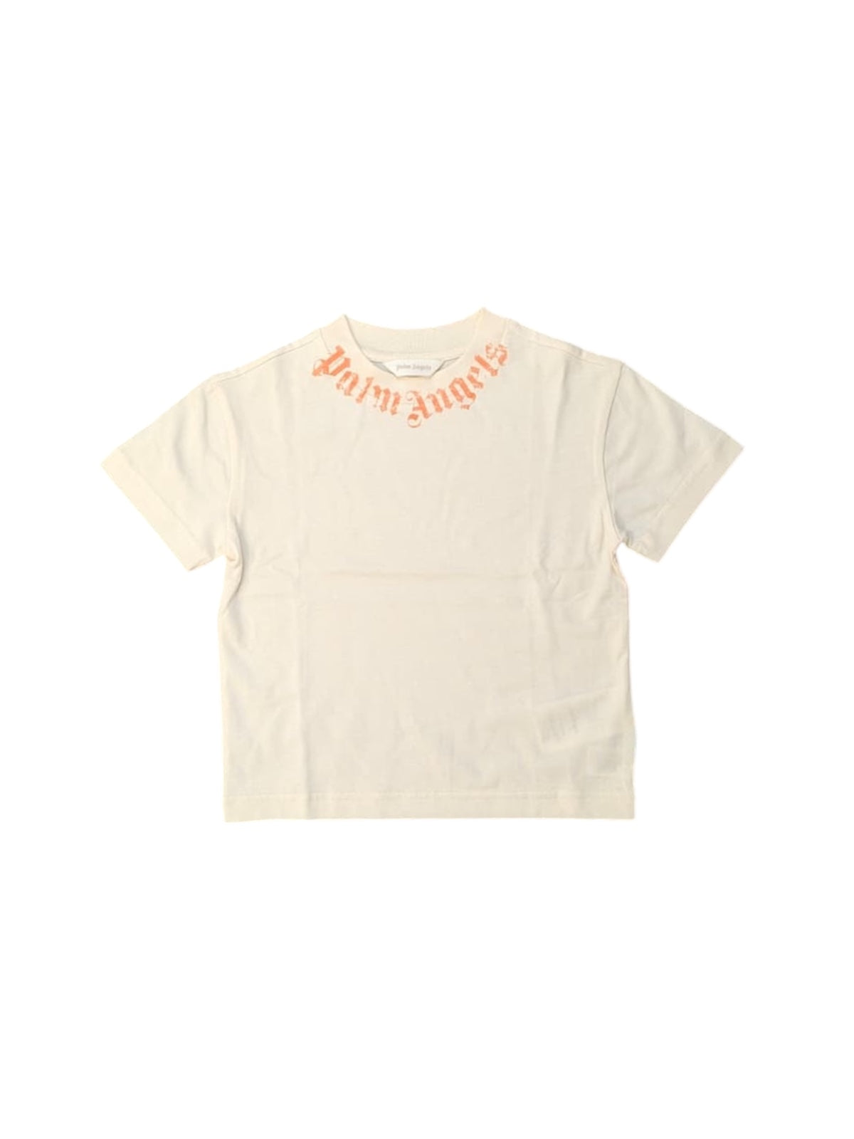 T-shirt panna con stampa logo Palm Angels arancione