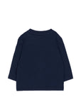 T-shirt blu manica lunga baby con stampa logo Timberland frontale