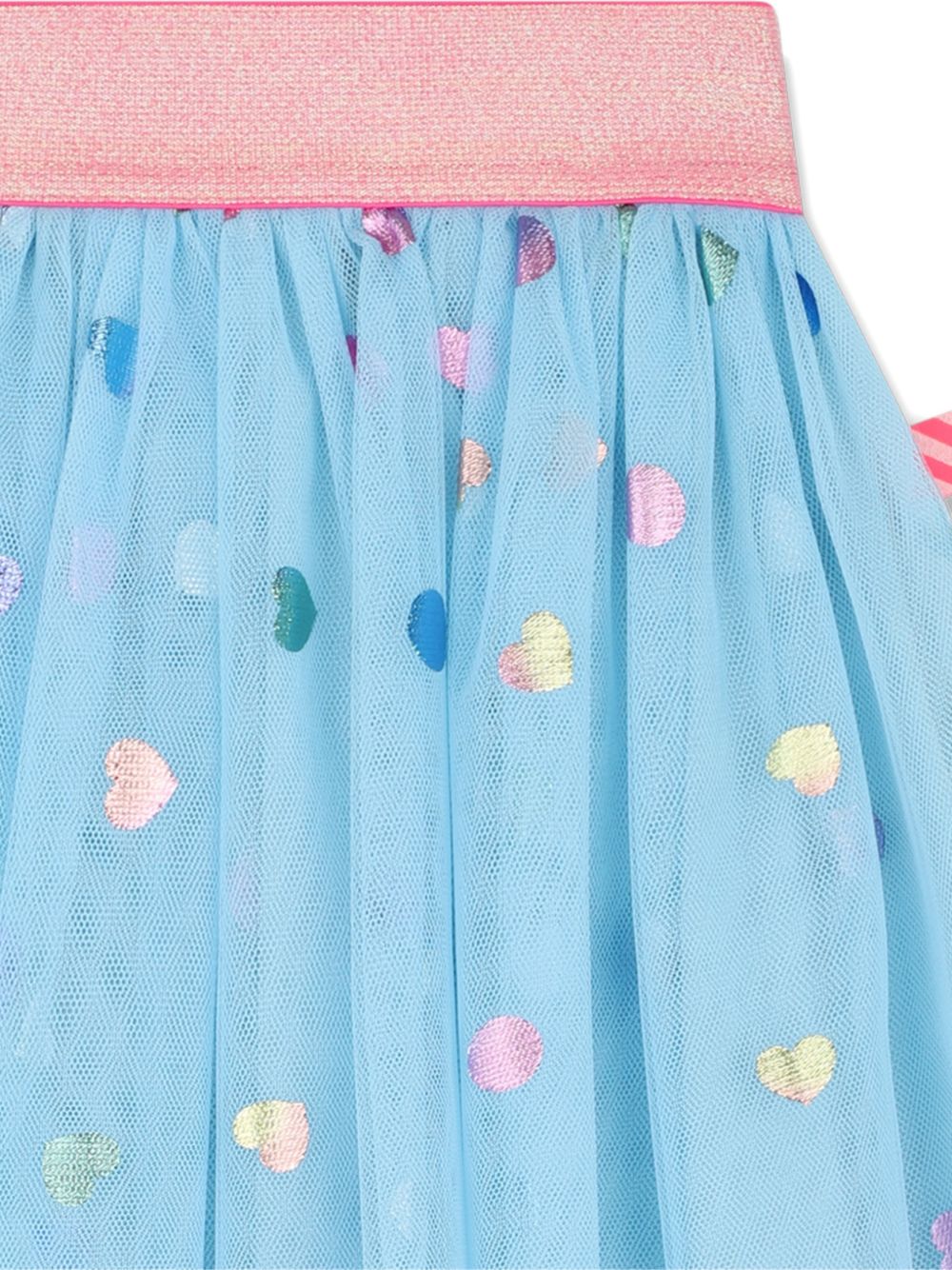 Gonna in tulle azzurra con pois applicati multicolore Billieblush