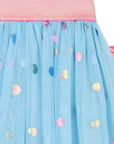 Gonna in tulle azzurra con pois applicati multicolore Billieblush