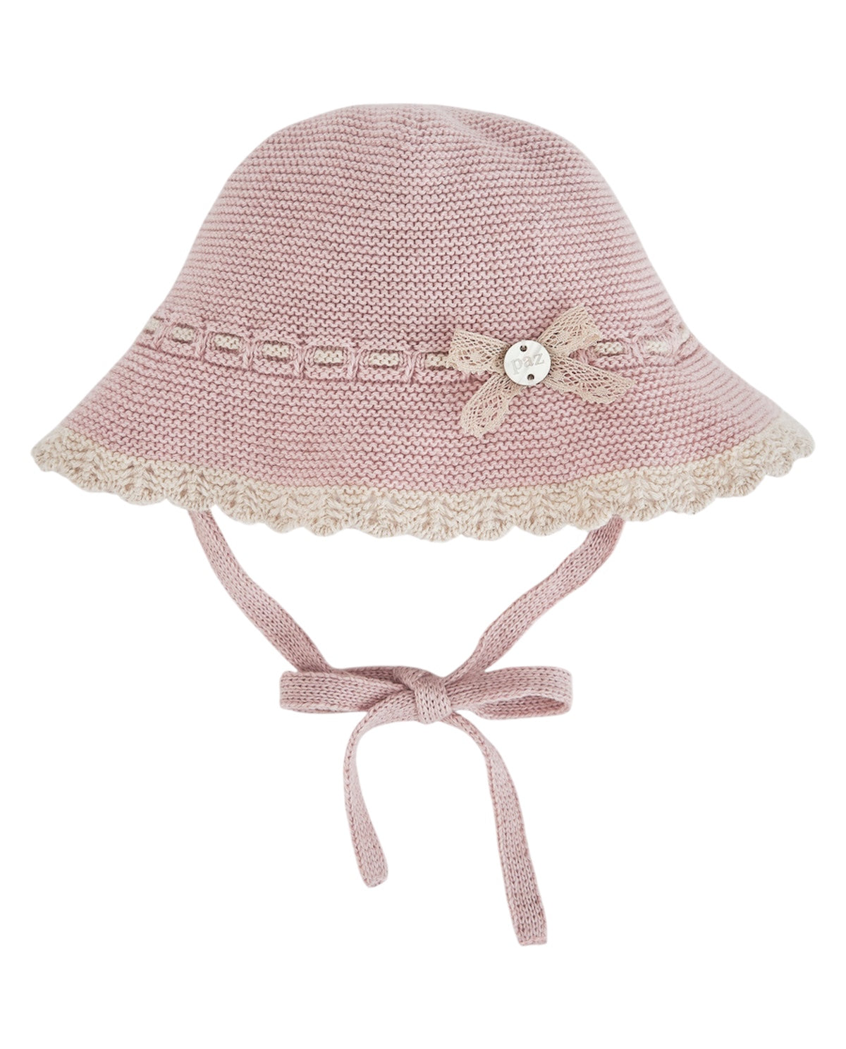 Cappello rosa con laccetti e dettagli cuciti Paz Rodriguez