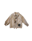Giacca camicia beige baby con dettagli ruches e logo Fendi