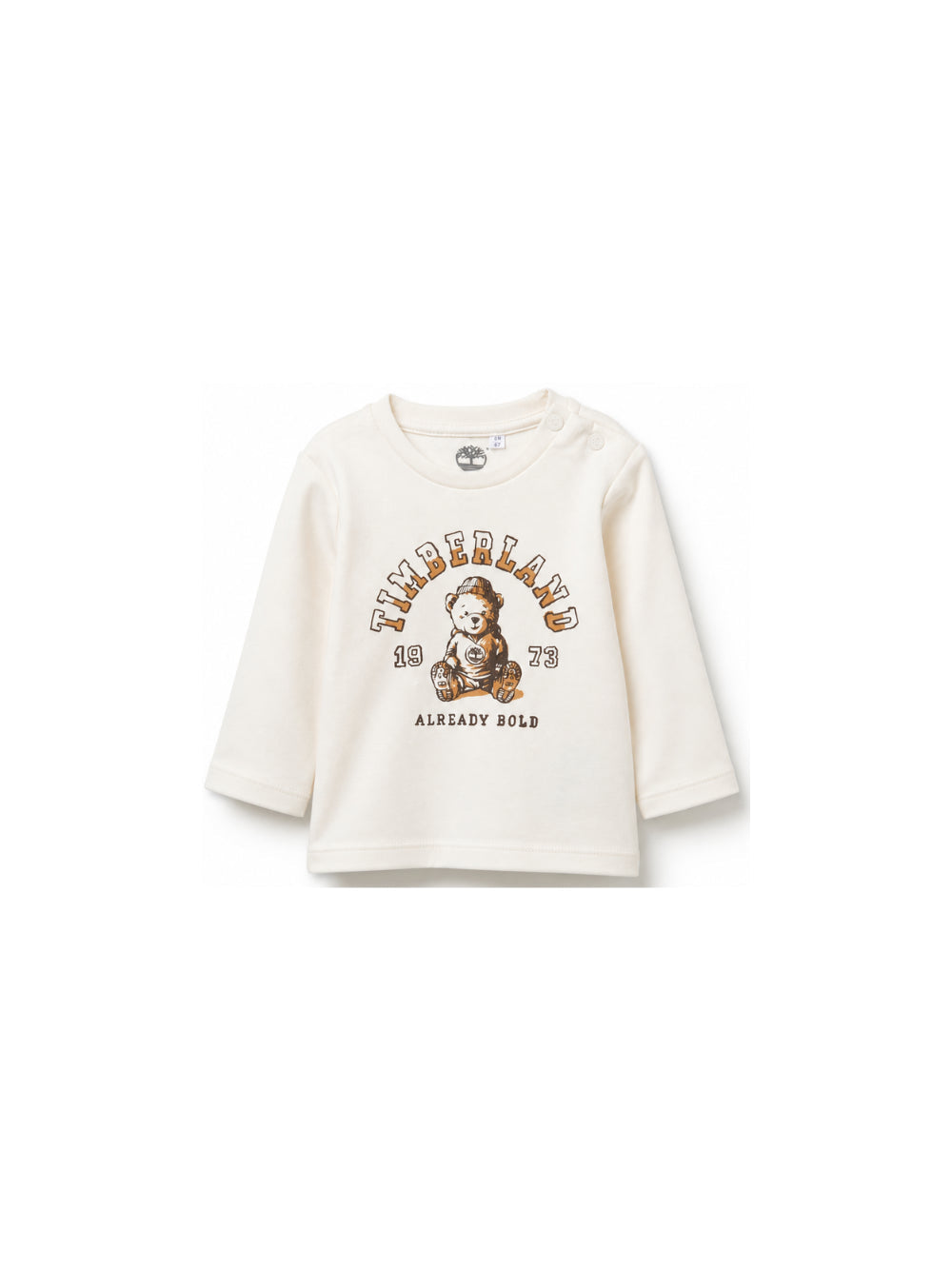 T-shirt panna manica lunga baby con stampa logo Timberland frontale