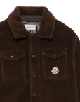 Camicia teddy marrone con patch logo Moncler