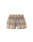 Pantaloncino beige con stampa check Burberry