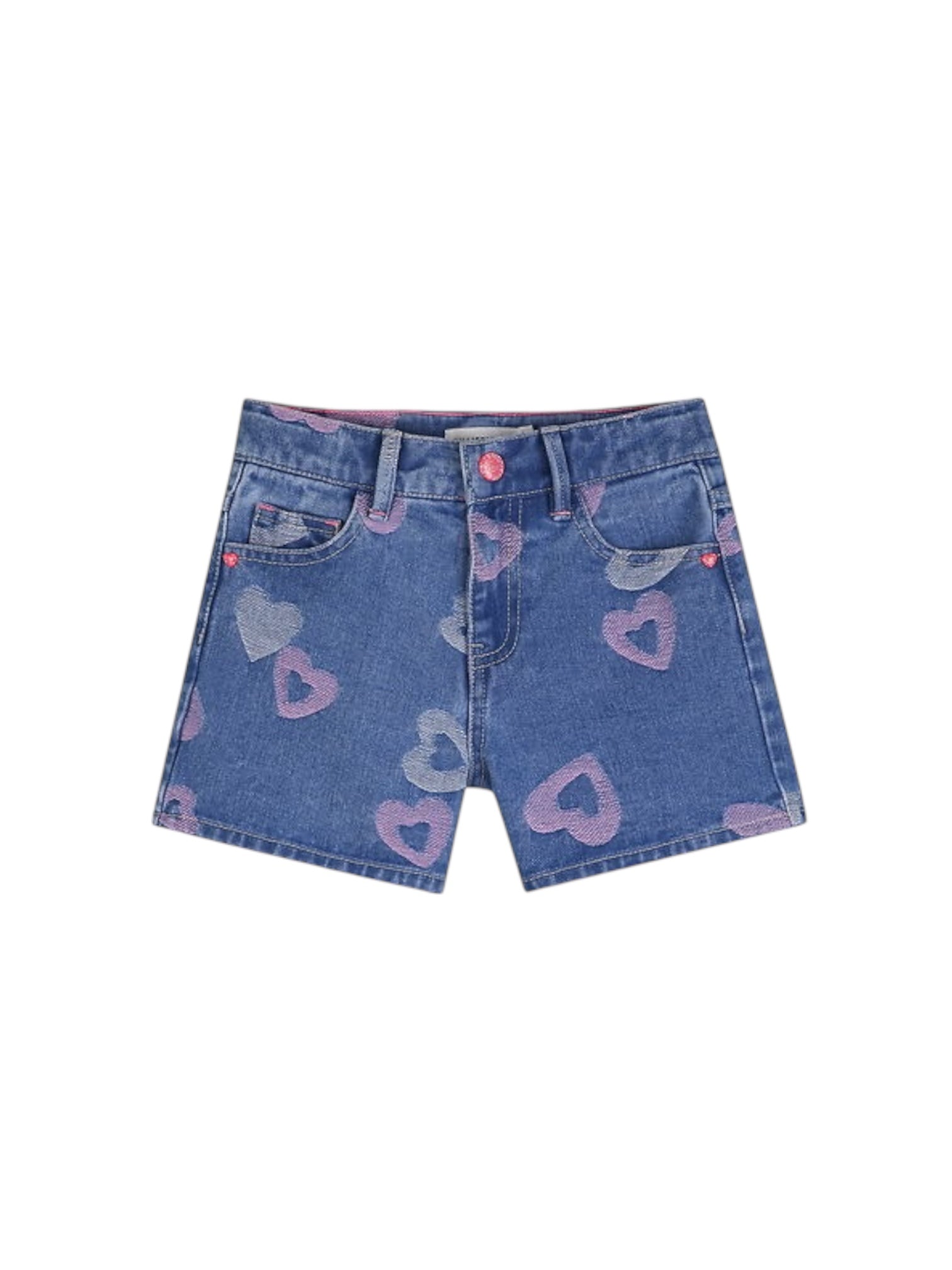 Pantaloncino di jeans blu con dettagli cuori cuciti Billieblush