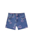Pantaloncino di jeans blu con dettagli cuori cuciti Billieblush