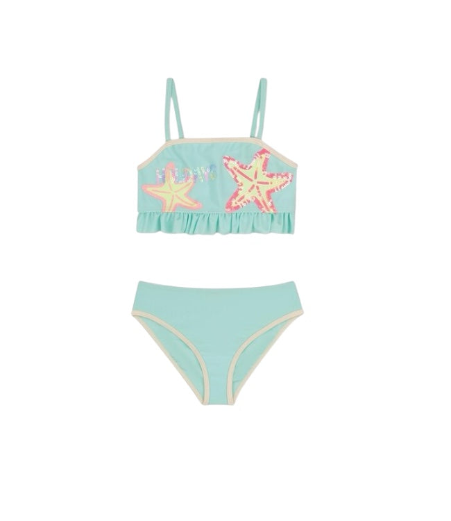 Costume bikini verde acqua con strass applicati Billieblush
