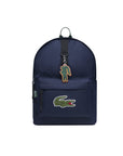 Zaino blu con dettaglio patch cucito Lacoste cucito frontale