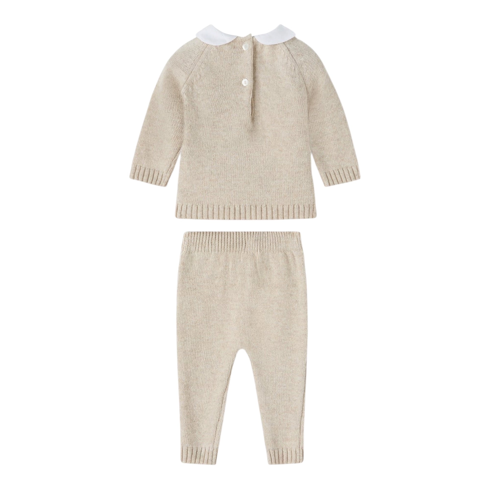 Completo beige 2 pezzi in filo misto cashmere con dettagli logo Nanan