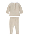 Completo beige 2 pezzi in filo misto cashmere con dettagli logo Nanan