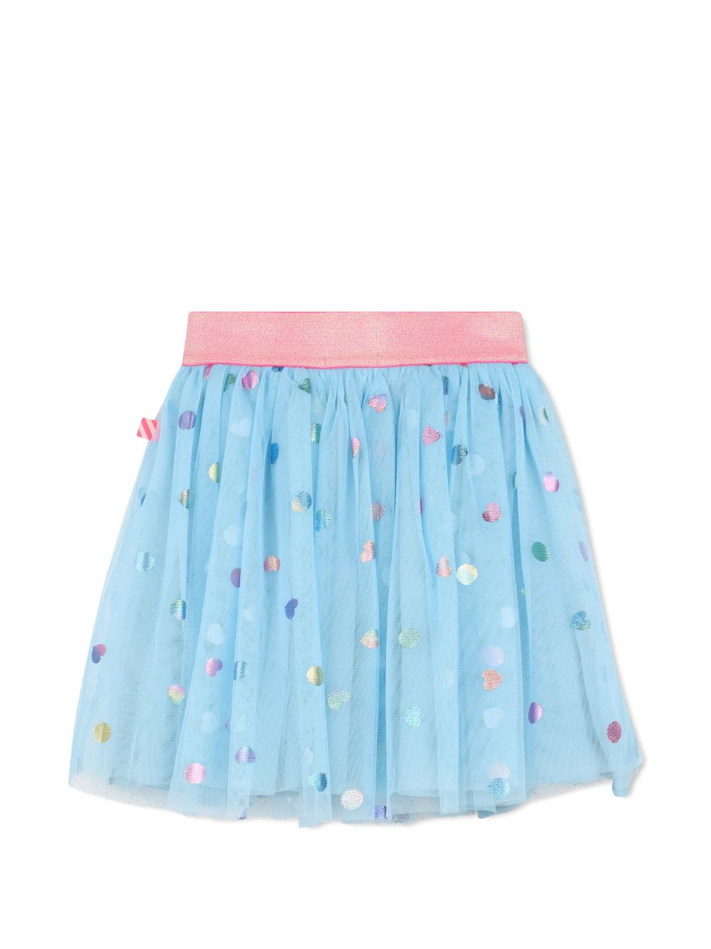 Gonna in tulle azzurra con pois applicati multicolore Billieblush