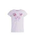 T-shirt bianca con stampa fiocco e fiori Monnalisa