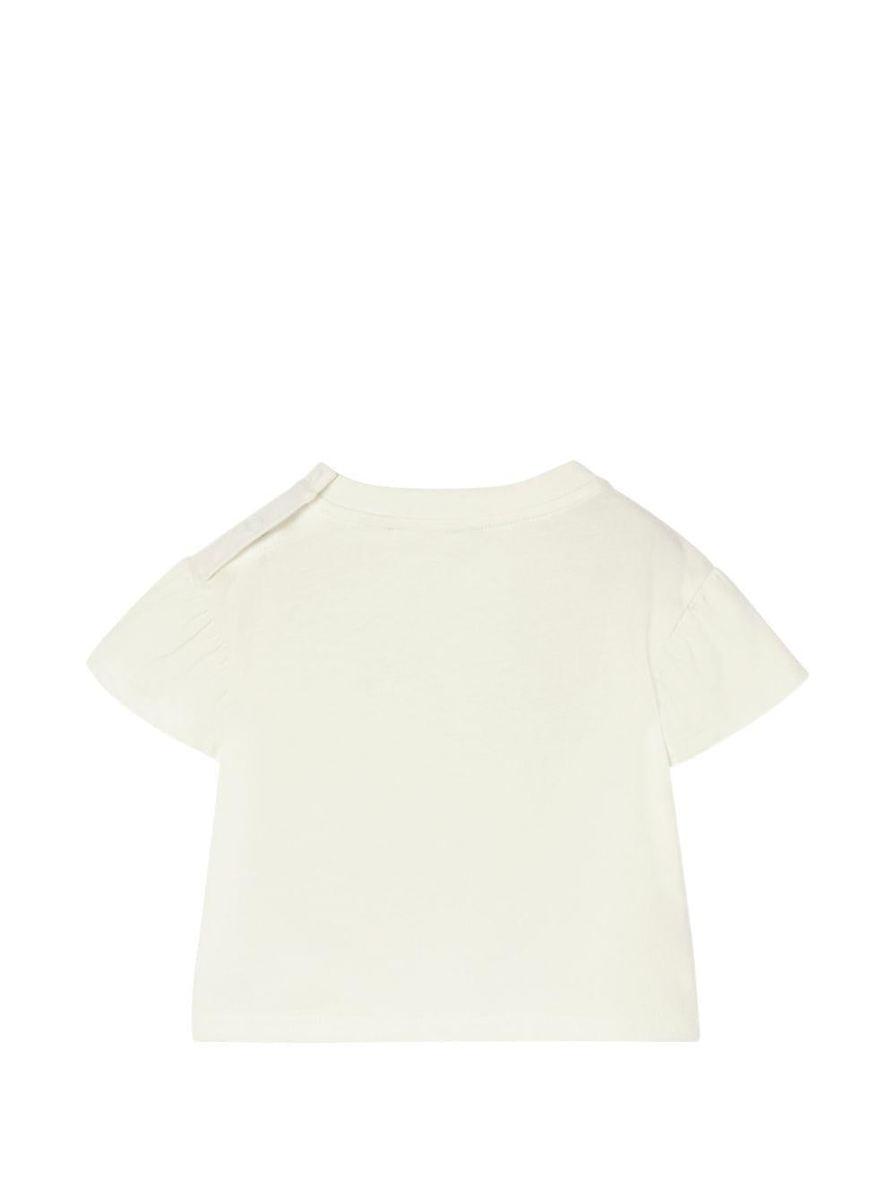 T-shirt baby bianca con dettaglio fiocco check Burberry