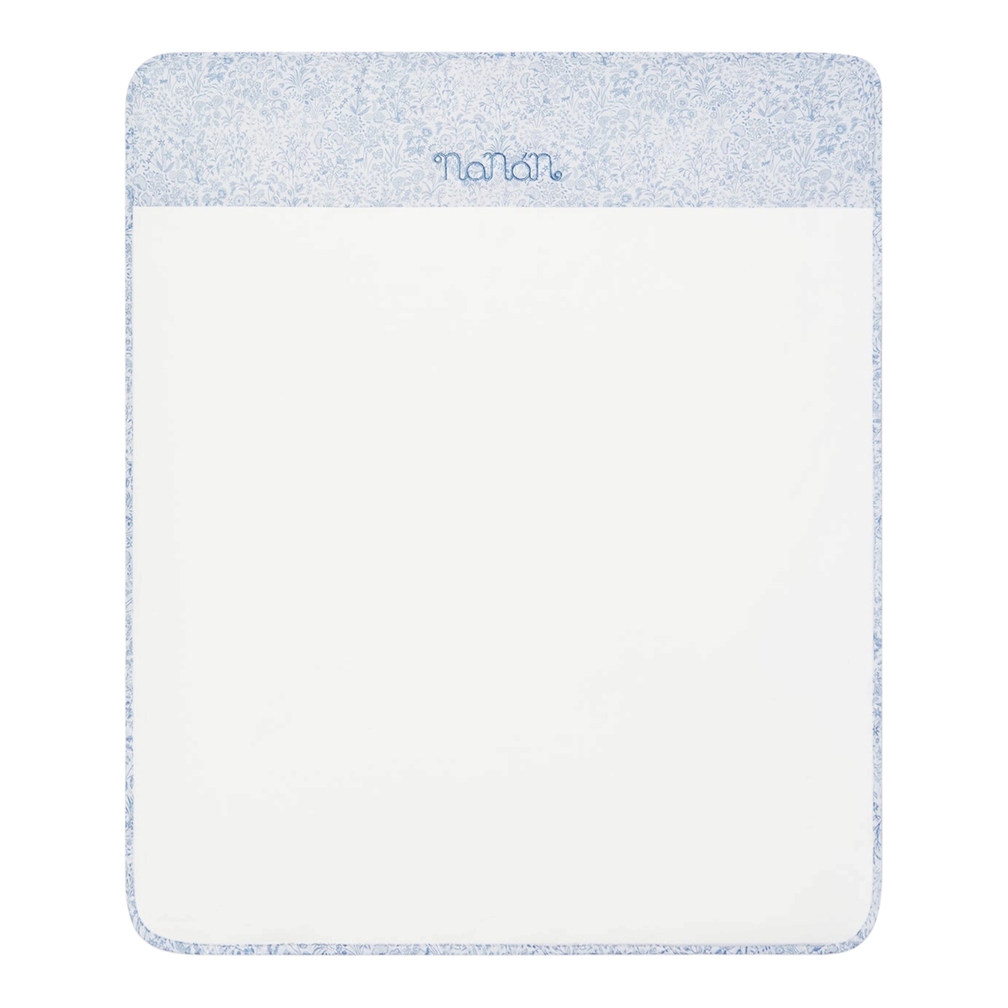 Coperta bianca in tessuto Liberty color azzurro