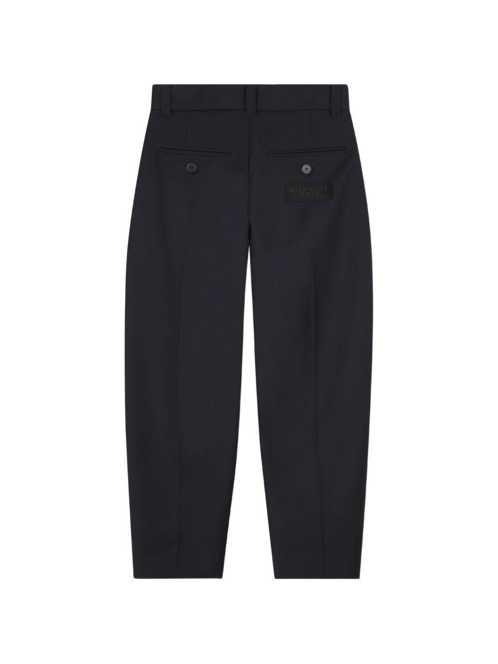 Pantalone in fresco lana nero con patch logo cucito Givenchy