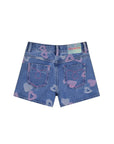 Pantaloncino di jeans blu con dettagli cuori cuciti Billieblush